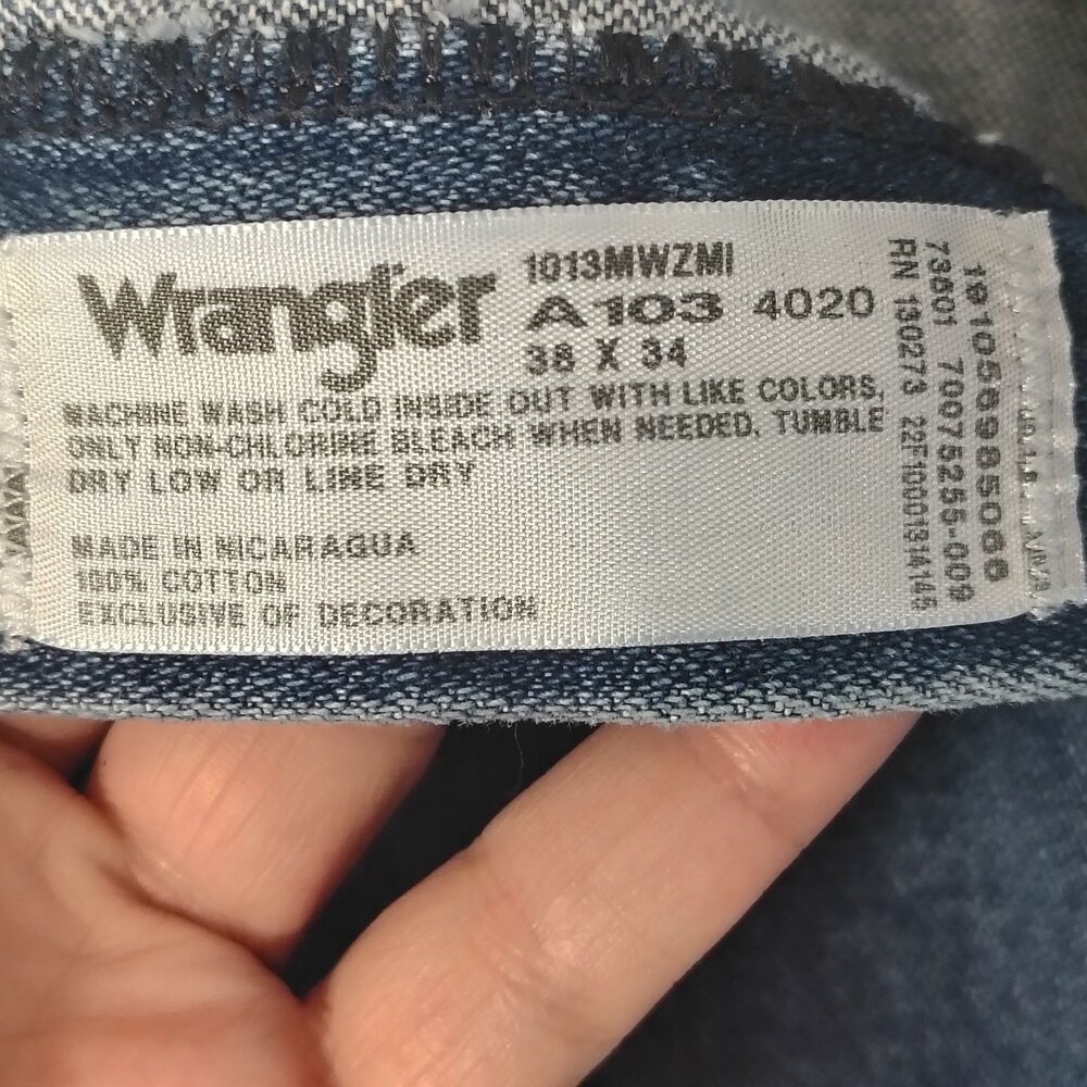Vintage Wrangler 13MWZ Cowboy Cut Jeans Mens 38x34 Dark Wash Western Straight Le - Picture 7 of 8